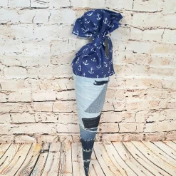 Schultüte "Segelboot", 50 cm, Zuckertüte, Jeans Upcycling,