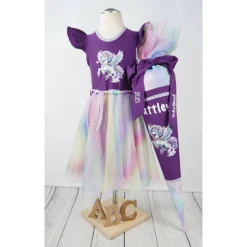 Schultüte Stoff + Tüll Alicorn Pegasus Lila Bunt Glitzer  70cm 85cm   *personalisierbar und mit Kisseninlet