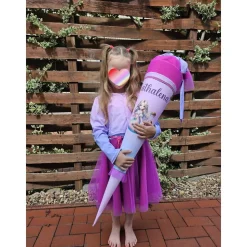 Schultüte Stoff + Tüll Meerjungfrau und Schildkröten Flieder PinkTüll  70cm 85cm   *personalisierbar und mit Kisseninlet