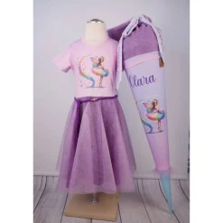 Schultüte Stoff + Tüll Schmetterlings Ballerina Flieder GLITZER Tüll 70cm 85cm   *personalisierbar
