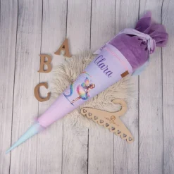 Schultüte Stoff + Tüll Schmetterlings Ballerina Flieder GLITZER Tüll 70cm 85cm   *personalisierbar