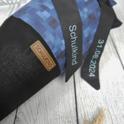 Schultüte Stoff Angel Angler Fisch Blau Schwarz 70cm 85cm   *personalisierbar und mit Kisseninlet