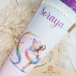 Schultüte Stoff Ballerina Fee Schmetterlinge Lila mint Rosa mit Tüll 70cm 85cm   *personalisierbar und mit Kisseninlet