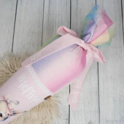 Schultüte Stoff Ballerina Hase Rosa Regenbogen Glitzer  Tüll 70cm 85cm   *personalisierbar und mit K
