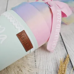 Schultüte Stoff Ballerina Hase Mint Rosa mit Tüll 70cm 85cm   *personalisierbar und mit Kisseninlet