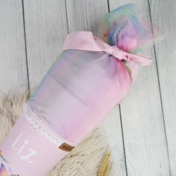 Schultüte Stoff Ballerina mit Schmetterlingen Regenbogen Glitzer  Tüll 70cm 85cm   *personalisierbar und mit Kisseninlet