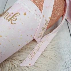 Schultüte Stoff Blumen Hase Rosa Gold Glitzer 70cm 85cm   *personalisierbar und mit Kisseninlet