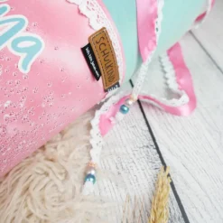 Schultüte Stoff Dachs Türkis Rosa Pink  mit Tüll 70cm 85cm   *personalisierbar und mit Kisseninlet