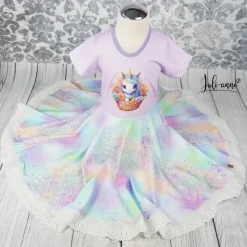 Schultüte Stoff Einhorn im Blumenkorb Flieder Holo Glitzer 70cm 85cm   *personalisierbar und mit Kisseninlet