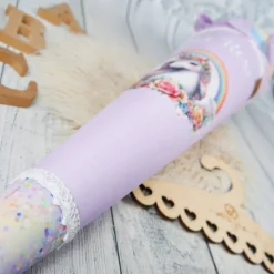 Schultüte Stoff Einhorn Regenbogen bunt Flieder 70cm 85cm   *personalisierbar und mit Kisseninlet