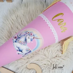Schultüte Stoff Einhorn Rosa Gold 70cm 85cm   *personalisierbar und mit Kisseninlet