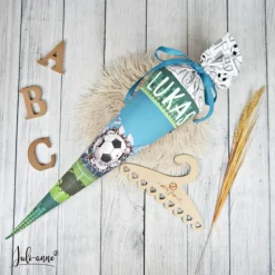 Schultüte Stoff Fussball  *personalisierbar und mit Kisseninlet