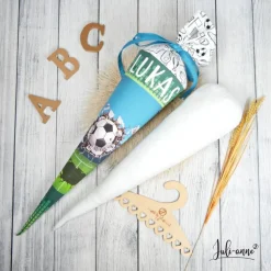 Schultüte Stoff Fussball  *personalisierbar und mit Kisseninlet