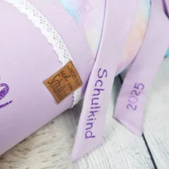 Schultüte Stoff Glitzer Regenbogen Schmetterlinge Flieder Bunt 70cm 85cm   *personalisierbar und mit Kisseninlet