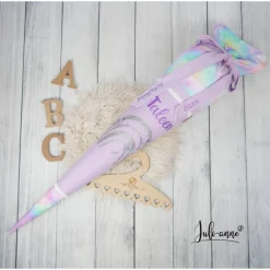 Schultüte Stoff Glitzer Regenbogen Schmetterlinge Flieder Bunt 70cm 85cm   *personalisierbar und mit Kisseninlet