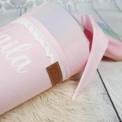 Schultüte Stoff Hellrosa mit Einhorn und Glitzer Regenbogen Tüll 70cm 85cm   *personalisierbar Kisseninlet