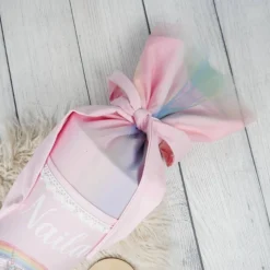 Schultüte Stoff Hellrosa mit Einhorn und Glitzer Regenbogen Tüll 70cm 85cm   *personalisierbar Kisseninlet