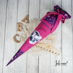Schultüte Stoff Pegasus Lila Pink Step by Step Pegasus Night Nuala elb 70cm 85cm   *personalisierbar und mit Kisseninlet