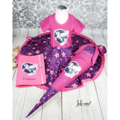 Schultüte Stoff Pegasus Lila Pink Step by Step Pegasus Night Nuala elb 70cm 85cm   *personalisierbar und mit Kisseninlet