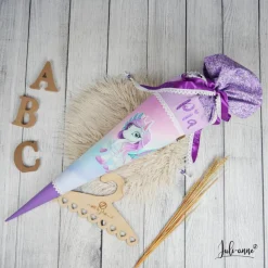 Schultüte Stoff Pegasus Lila *personalisierbar und mit Kisseninlet
