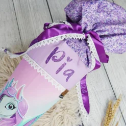 Schultüte Stoff Pegasus Lila *personalisierbar und mit Kisseninlet