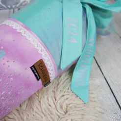 Schultüte Stoff Pferd Türkis Lila  mit Tüll 70cm 85cm   *personalisierbar und mit Kisseninlet