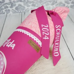 Schultüte Stoff Regenbogen Beere Pink 70cm 85cm   *personalisierbar und mit Kisseninlet