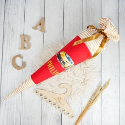 Schultüte Stoff Rennwagen Lamborghini Gold Rot 70cm 85cm   *personalisierbar und mit Kisseninlet