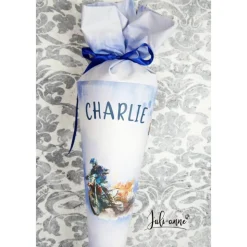 Schultüte Stoff Tie Dye Blau Motocross *personalisierbar und mit Kisseninlet