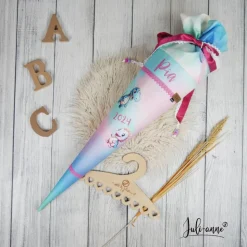 Schultüte Stoff Tye Die Dino Mädchen *personalisierbar und mit Kisseninlet