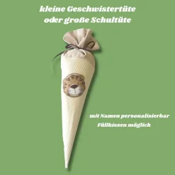 Schultüte Tiger mit Namen – Personalisierte Geschwistertüte & Kindergartentüte zur Einschulung