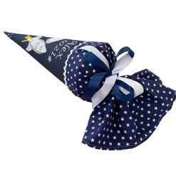 Schultüte Weltraum, Schultüte Stoff mit Rakete, Stoff-Schultüte für Jungen in dunkelblau