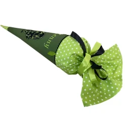 Schultüte Wild Cat grün, Zuckertüte aus Stoff zur Einschulung, mit Namen bestickt