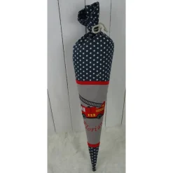 Schultüte, Zuckertüte, Feuerwehr auf Wunsch mit Namen und Einschulungstag bestickt  70 cm Länge