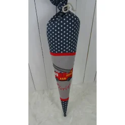 Schultüte, Zuckertüte, Feuerwehr auf Wunsch mit Namen und Einschulungstag bestickt  70 cm Länge