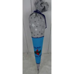 Schultüte, Zuckertüte, Flugzeug auf Wunsch mit Namen und Einschulungstag bestickt  70 cm Länge