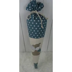 Schultüte, Zuckertüte, kleiner Drache auf Wunsch mit Namen und Einschulungstag bestickt  70 cm Länge