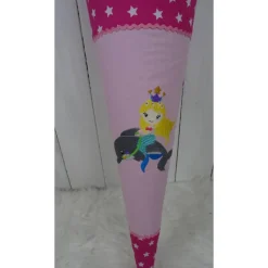 Schultüte, Zuckertüte, Meerjungfrau auf Delfin auf Wunsch mit Namen und Einschulungstag bestickt  70 cm Länge