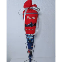 Schultüte Zuckertüte mit Rennauto, personalisierbar, kurzfristig lieferbar!