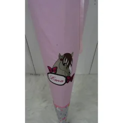 Schultüte, Zuckertüte, Pferd auf Wunsch mit Namen und Einschulungstag bestickt  70 cm Länge