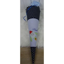 Schultüte, Zuckertüte, Rakete auf Wunsch mit Namen und Einschulungstag bestickt 70 cm Länge