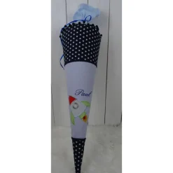 Schultüte, Zuckertüte, Rakete auf Wunsch mit Namen und Einschulungstag bestickt 70 cm Länge