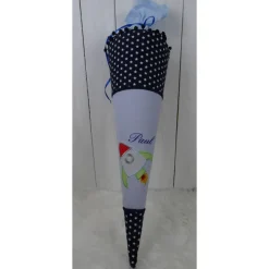 Schultüte, Zuckertüte, Rakete auf Wunsch mit Namen und Einschulungstag bestickt 70 cm Länge