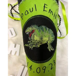Schultüte, Zuckertüte, Schulstart, Dinosaurier, T-Rex, Stoff, genäht, mit Namen, personalisierbar, Einschulung, Kinder