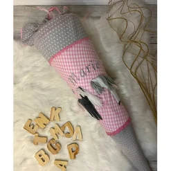 Schultüte, Zuckertüte, Schulstart, Pferd, Fell, gestickt, Pony, Blumen, genäht, mit Namen, personalisierbar, Einschulung