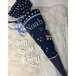 Schultüte, Zuckertüte, Schulstart, Weltraum, Rakete, Astronaut ,genäht, mit Namen, personalisierbar, Einschulung, Kinder