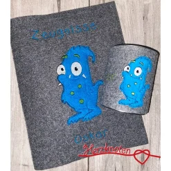 Schultüte, Zuckertüte, Schulstart, Monster, Stoff, Fell, genäht, mit Namen, personalisierbar, Einschulung, Kinder