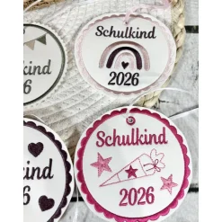 Schultüten Anhänger 2026 Schulkind Kunstleder Schultütenanhänger Regenbogen Sterne Herzen Schultüte Schulanfang