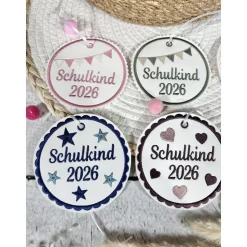Schultüten Anhänger 2026 Schulkind Kunstleder Schultütenanhänger Regenbogen Sterne Herzen Schultüte Schulanfang