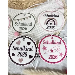 Schultüten Anhänger 2026 Schulkind Kunstleder Schultütenanhänger Regenbogen Sterne Herzen Schultüte Schulanfang